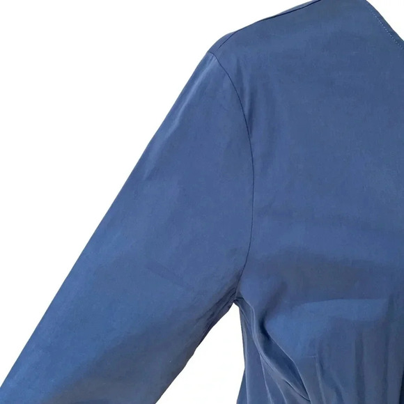 Halogen Blue Tie-Front Top Size Large Petite | 3/4 Sleeve Workwear Blouse - Picture 6 of 14